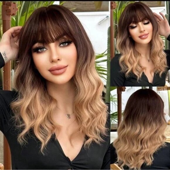 Other - Wavy Medium Short Wig Balayage Blonde - Realistic Look
